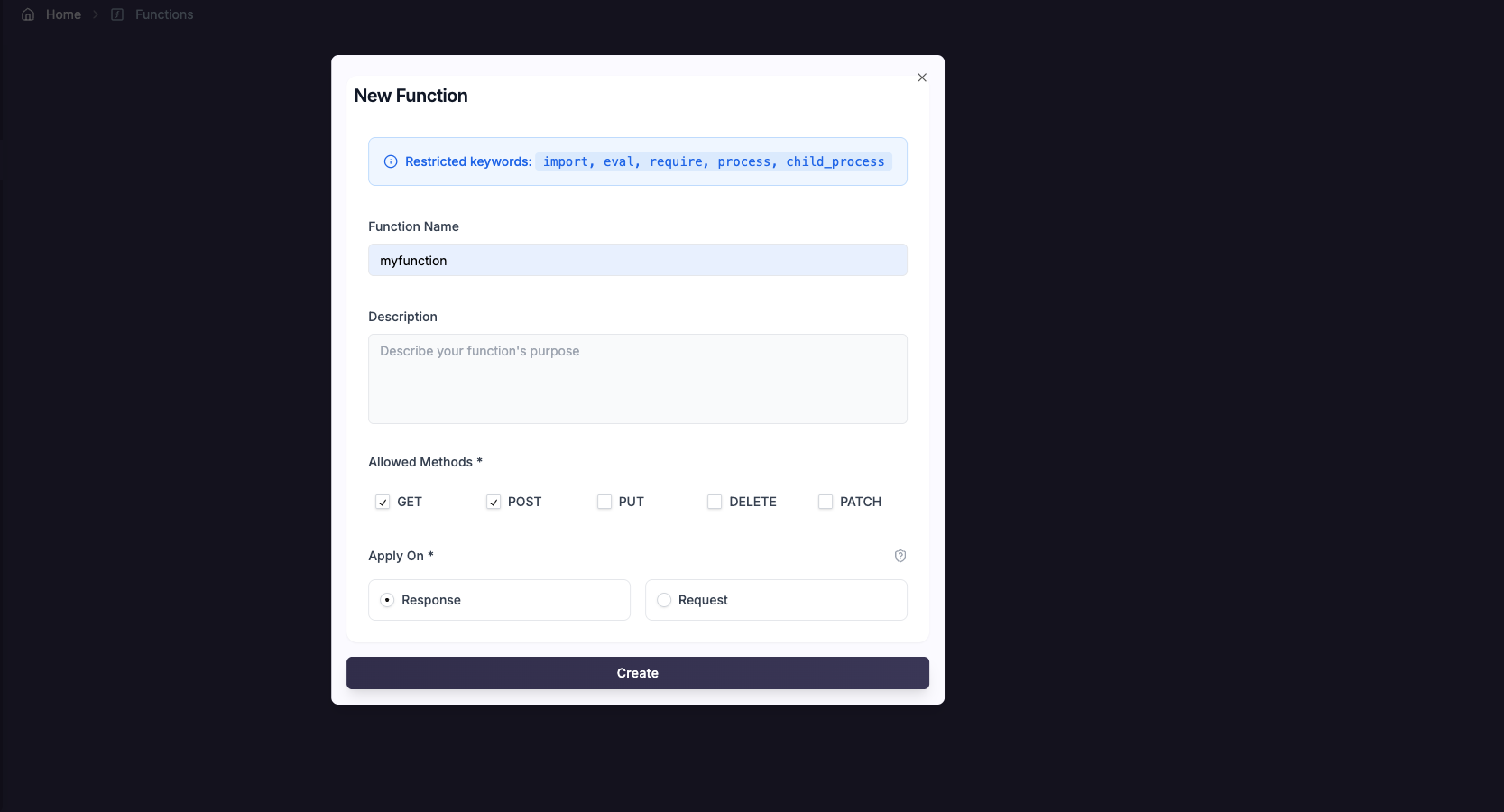 Create Function Interface